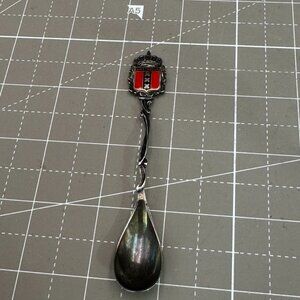 Amsterdam Souvenir Demitasse Spoon 800 Silver With Enamel Coat Of Arms Design